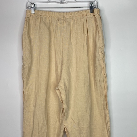 Flax Linen Stretch Waist Tan Pants Size Medium - Picture 4 of 12